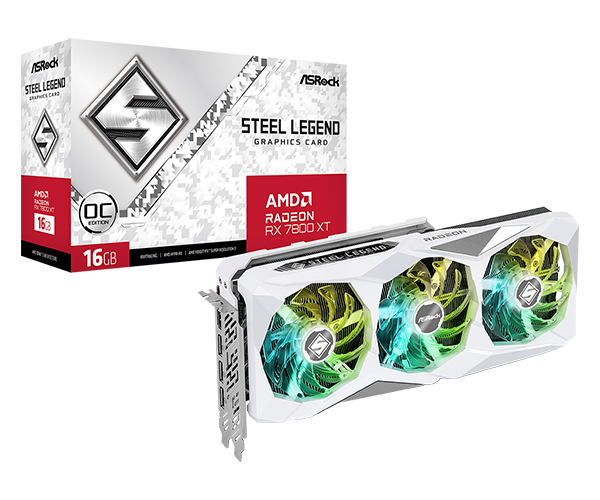 ASRock STEEL LEGEND Radeon RX 7800 XT Video Card RX7800XT SL 16GO