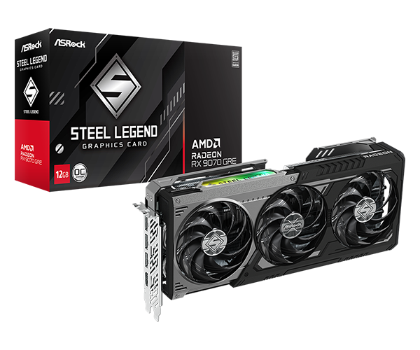 Asrock > amd radeon™ rx 9070 gre steel legend dark 12gb oc