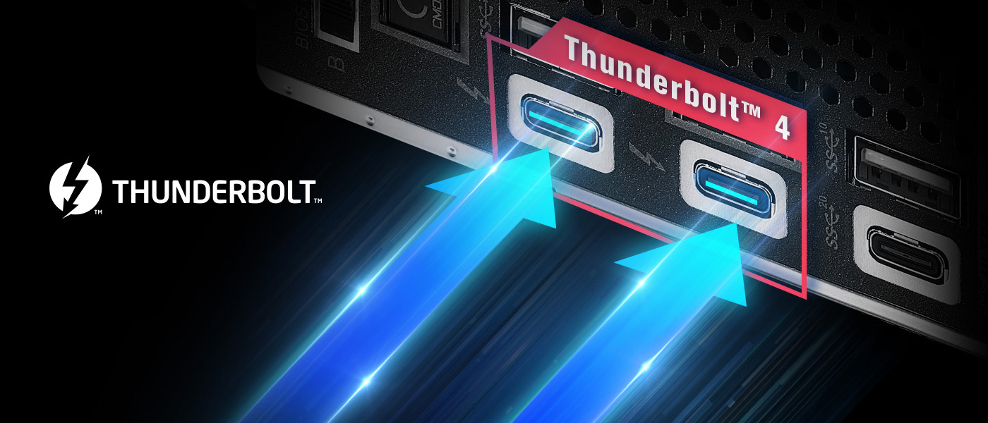 Zwei Thunderbolt™ 4 Typ-C