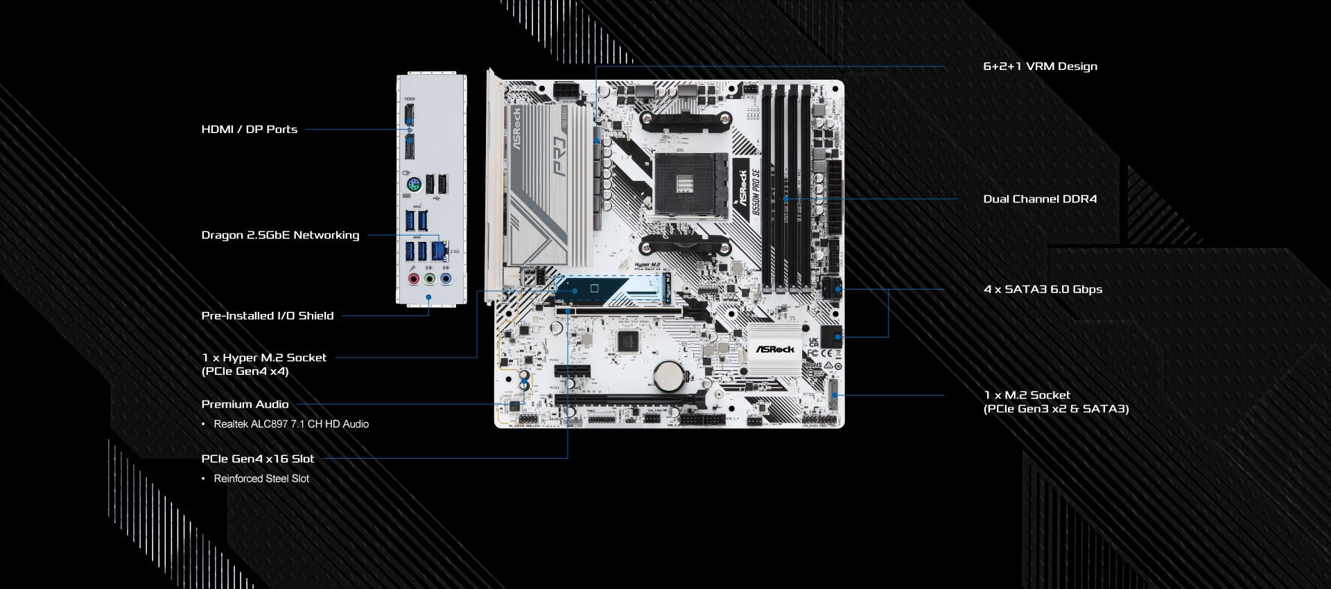 ASRock B550M Pro SE AMD AM4 microATX Motherboard - Micro Center