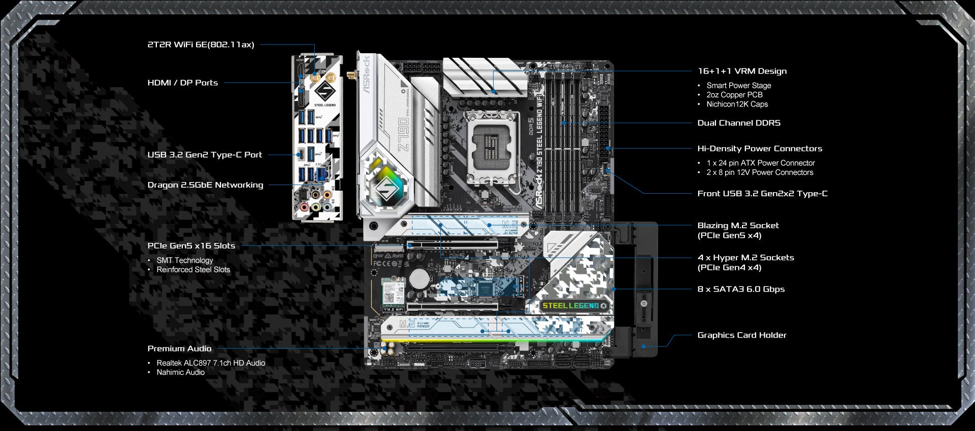 ASRock Z790 Pro RS WIFI - Carte Mère - ATX - Socket LGA1700 - Intel Z790 -  DDR5 