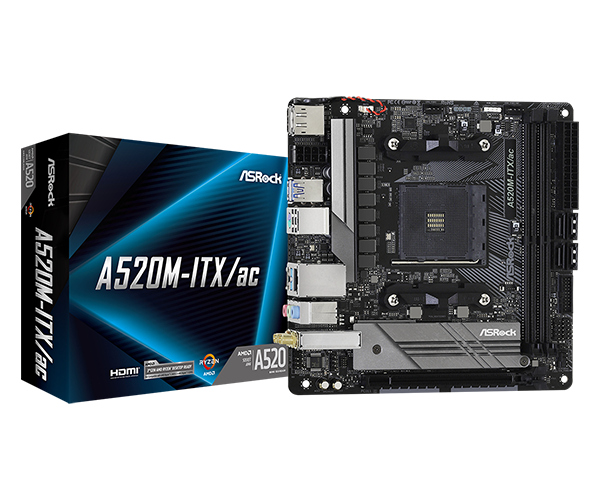 ASRock A520M-ITX/ac Mini-ITX AM4 マザーボードMini-ITX