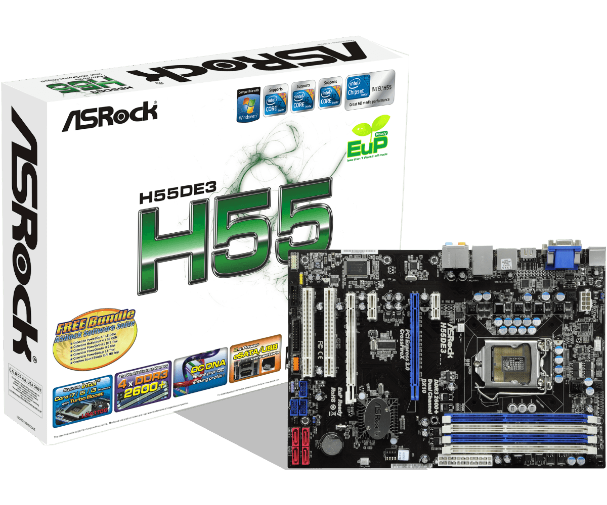 Asrock h55de3 какой процессор можно поставить