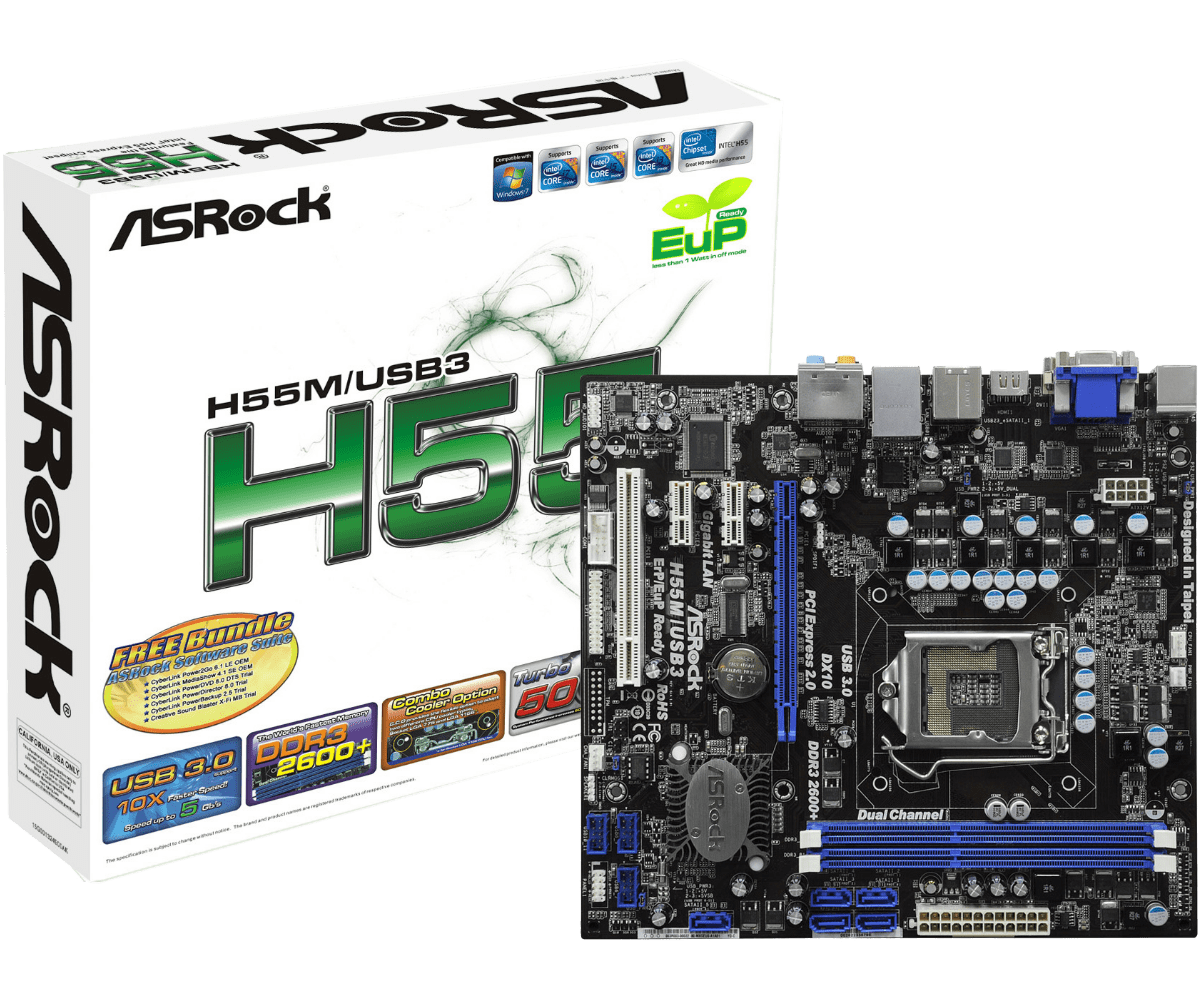 Asrock h55m le не включается