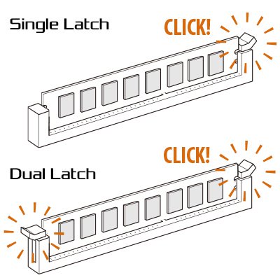 Make sure you hear a “click”, indicating memory modules installed correctly