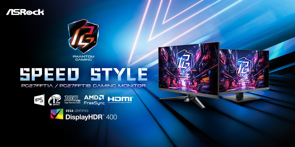 The Next Level in Gaming! ASRock Unveils Second Wave of 180Hz Gaming Monitor Series - PG27FFT1A & PG27FFT1B