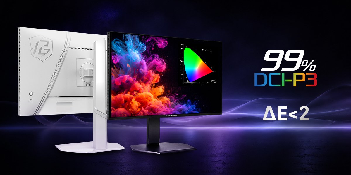 ASRock Launches Phantom Gaming PGO27QSA Series QD-OLED Gaming Monitors in Black and White