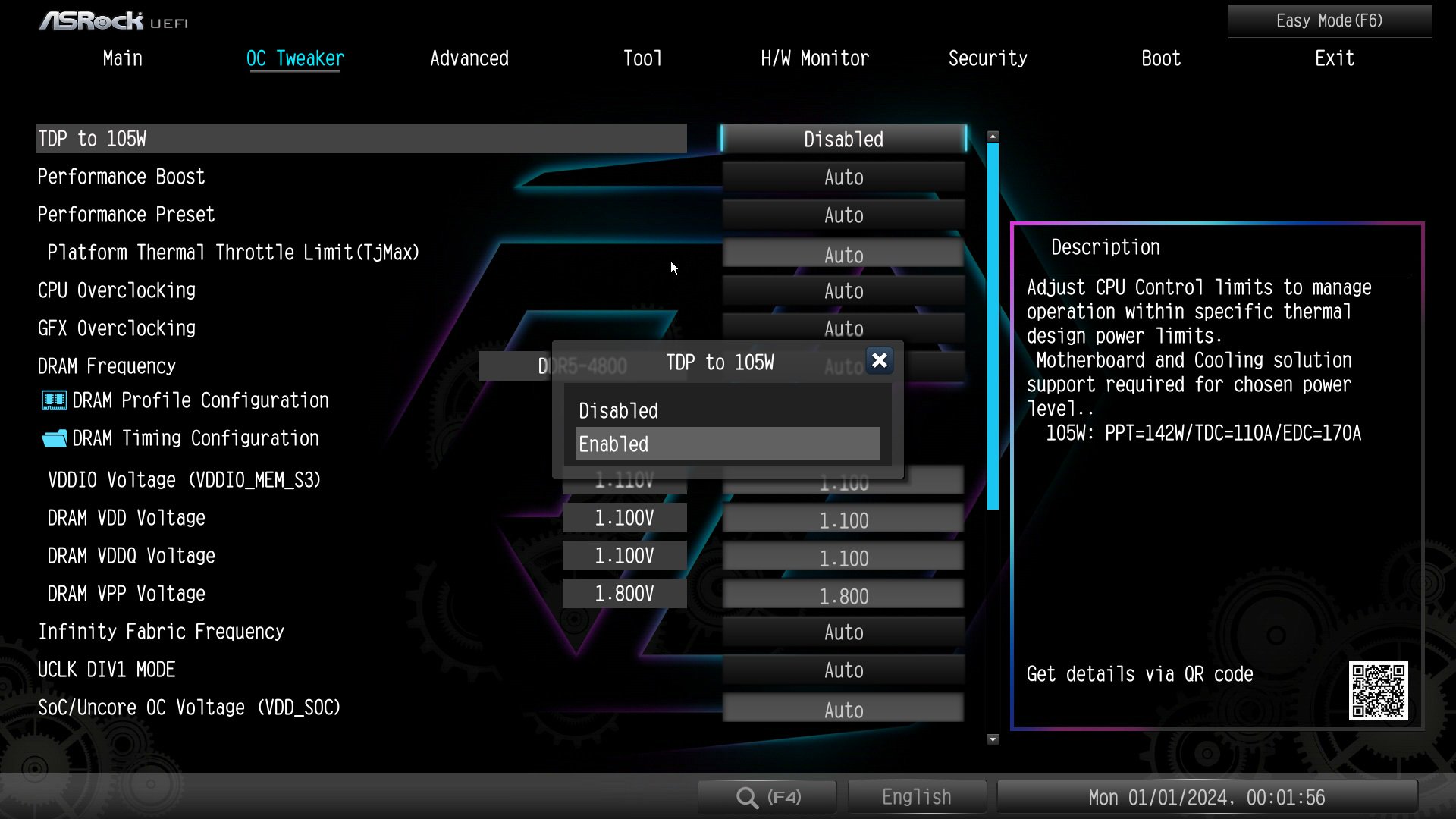 How can I allow the cTDP of my 9700X/9600X to boost to 105W?